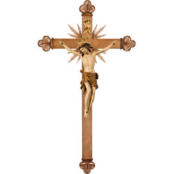 Cristo Pisa en cruz barroca con rayos